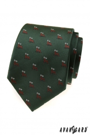 Zelená kravata s motívom jelen