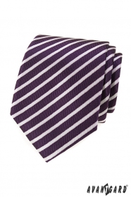 Fialová pánska kravata s prúžkami