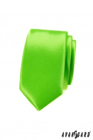 Pánska kravata SLIM zelená jednofarebná lesk