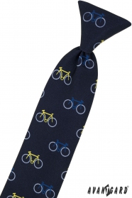 Modrá detská kravata 44 cm, farebný bicykel