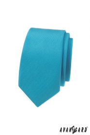 Úzka kravata s tyrkysové matnej farbe